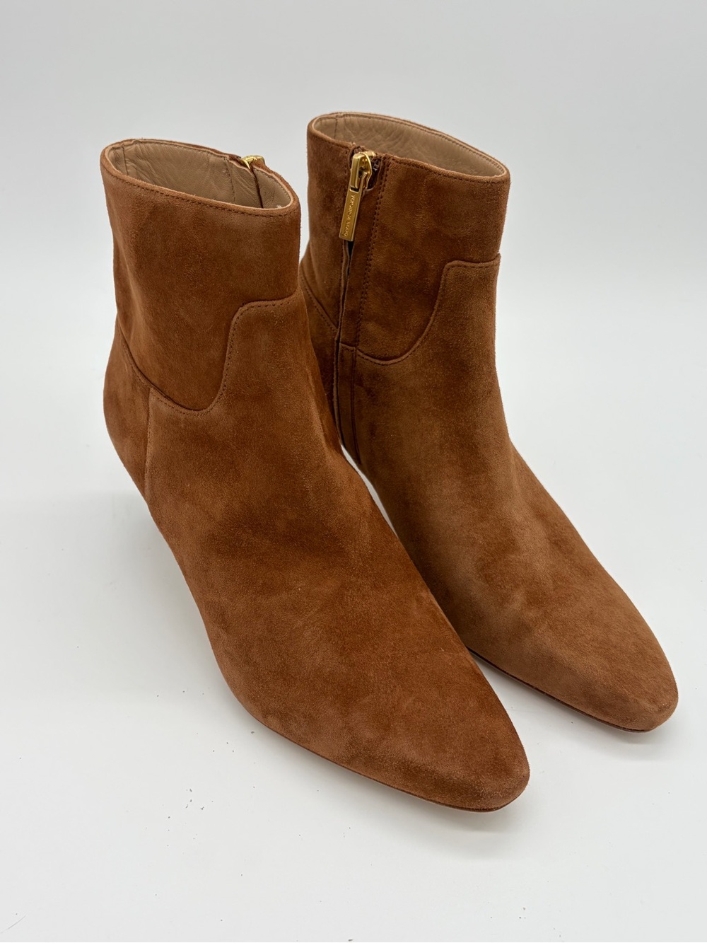Veronica Beard Brown Suede Ankle Booties Kitten Heel Size 6